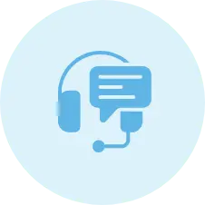 コールセンターやサポート対応を表すヘッドセットとチャットのアイコン